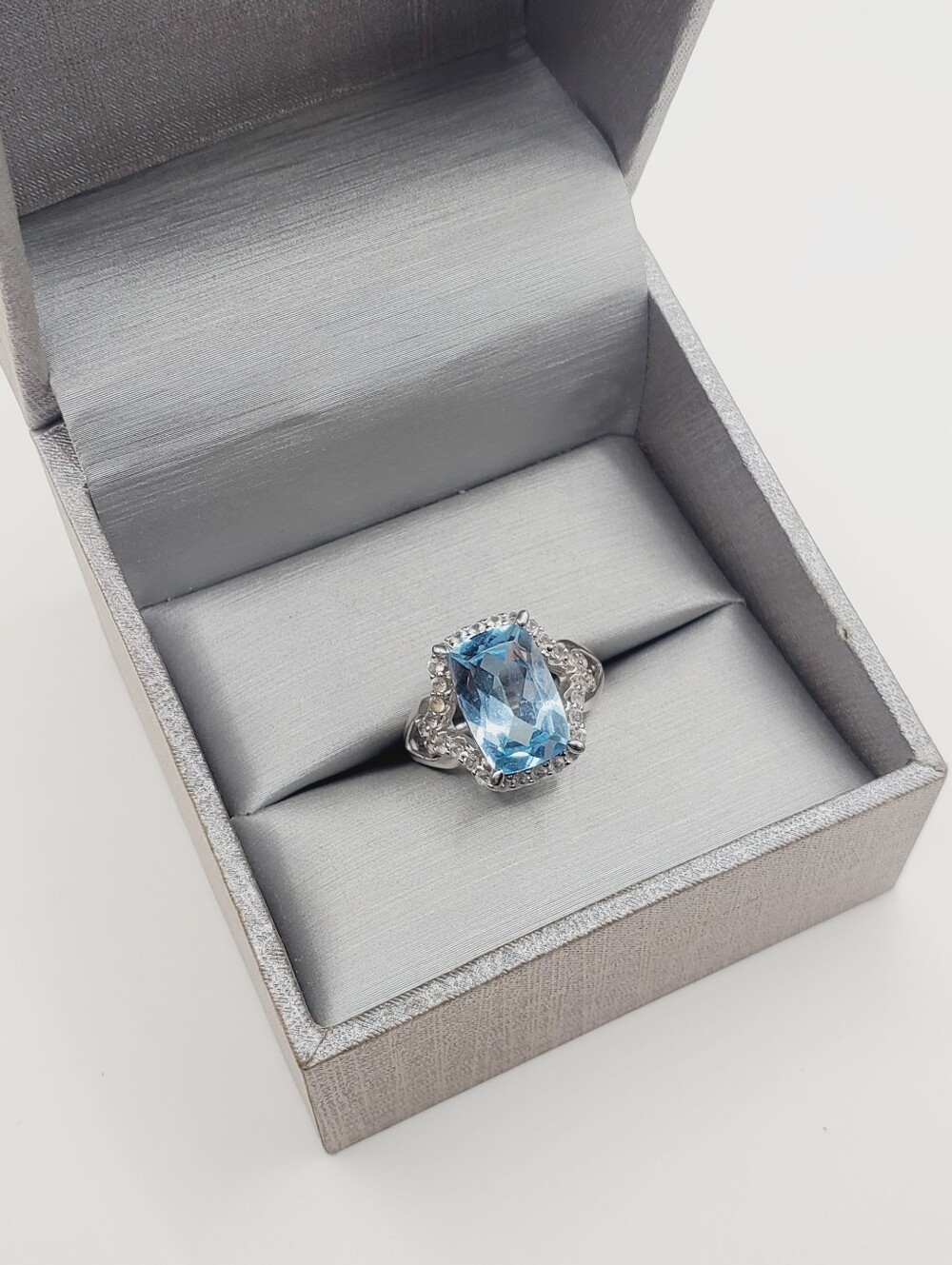 5.25 Carat Genuine Blue Topaz Halo Cocktail 925 Sterling Silver Ring - Picture 9 of 9